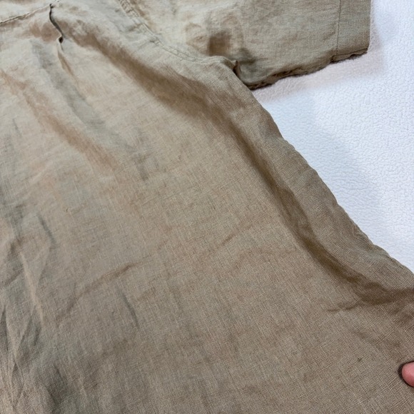 Muji 100% Linen Shirt Men's M Gold-Sand-Yellow Pocket Button Up ACC3122S - Picture 14 of 16